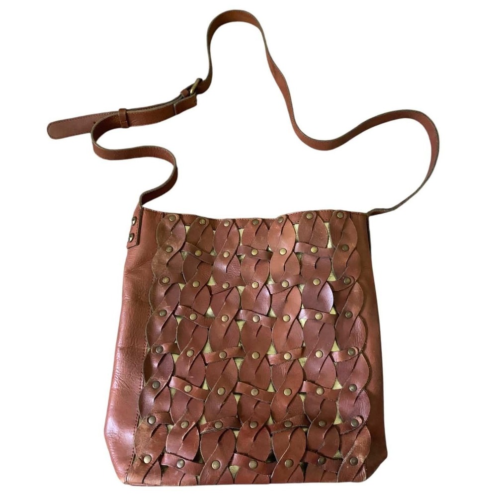 Patricia Nash Raiano Twisted Braid Crossbody Brown Leather Boho Artisan Festival